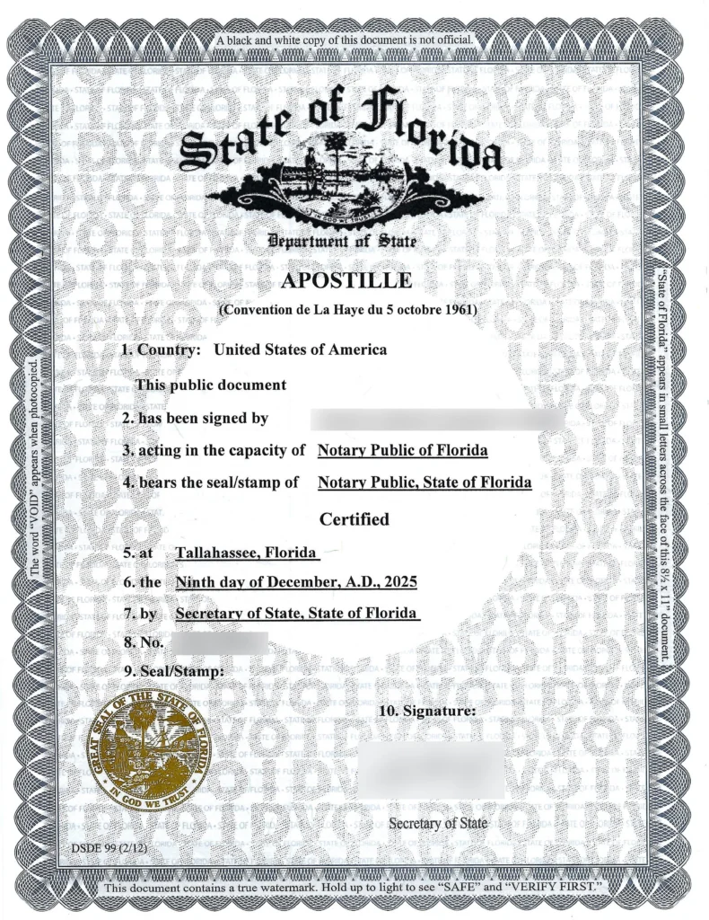 Sample apostille